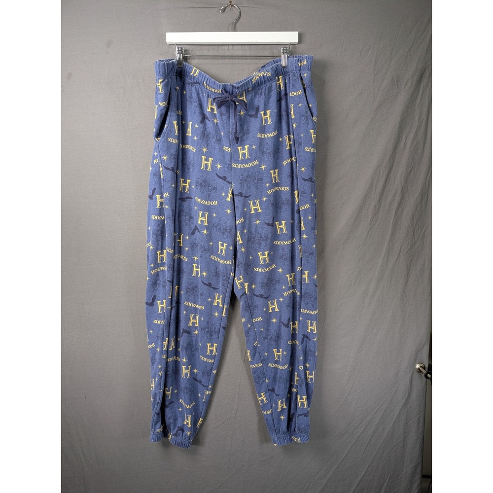 Harry Potter Hogwarts Pajama Pants Blue Yellow Star Print Plus Size 3X Mens 5593